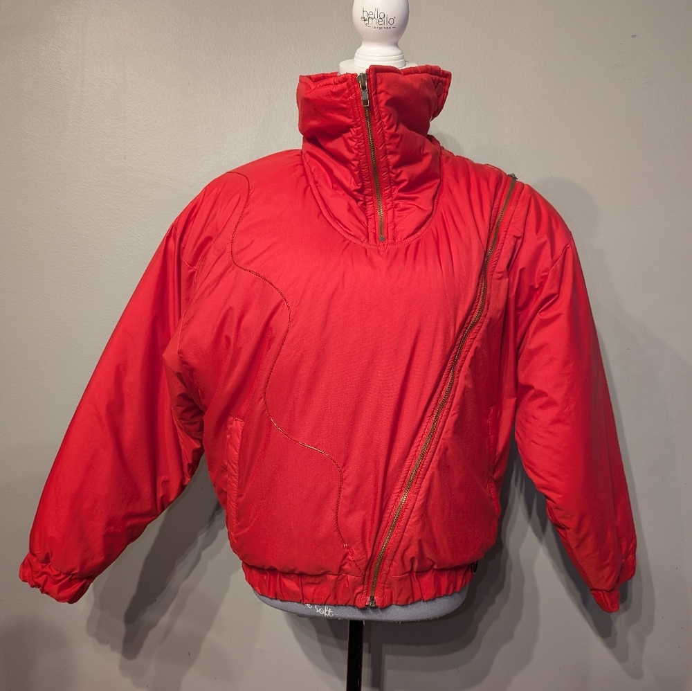 COLD STORAGE Red Retro Y2K Ski Winter Coat Jacket 90s 80s Vintage